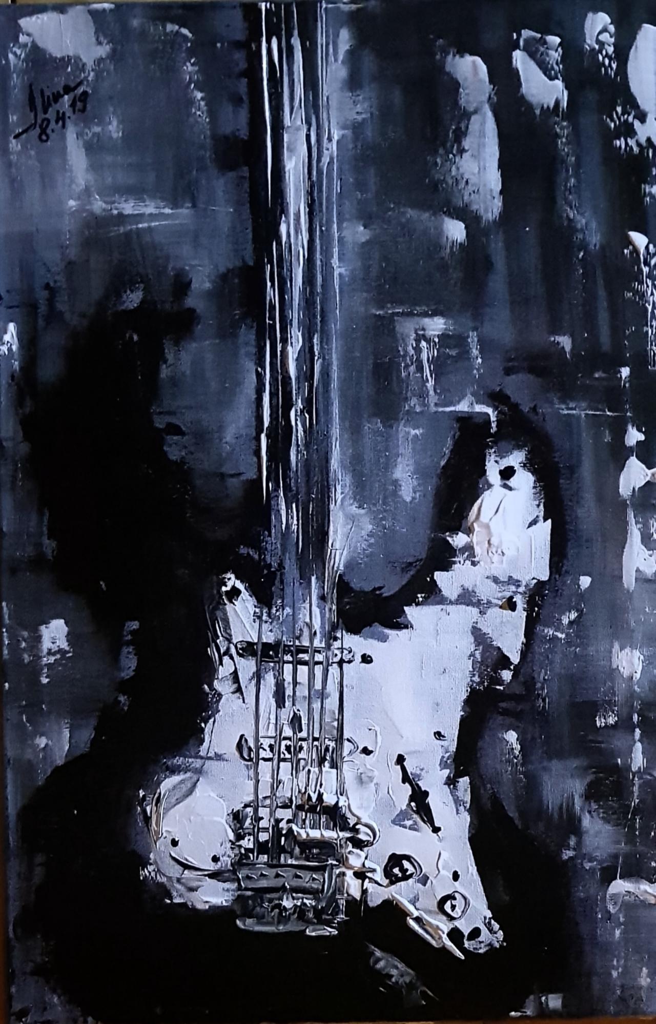 ArteDiAlina.com painting: strings in black and white